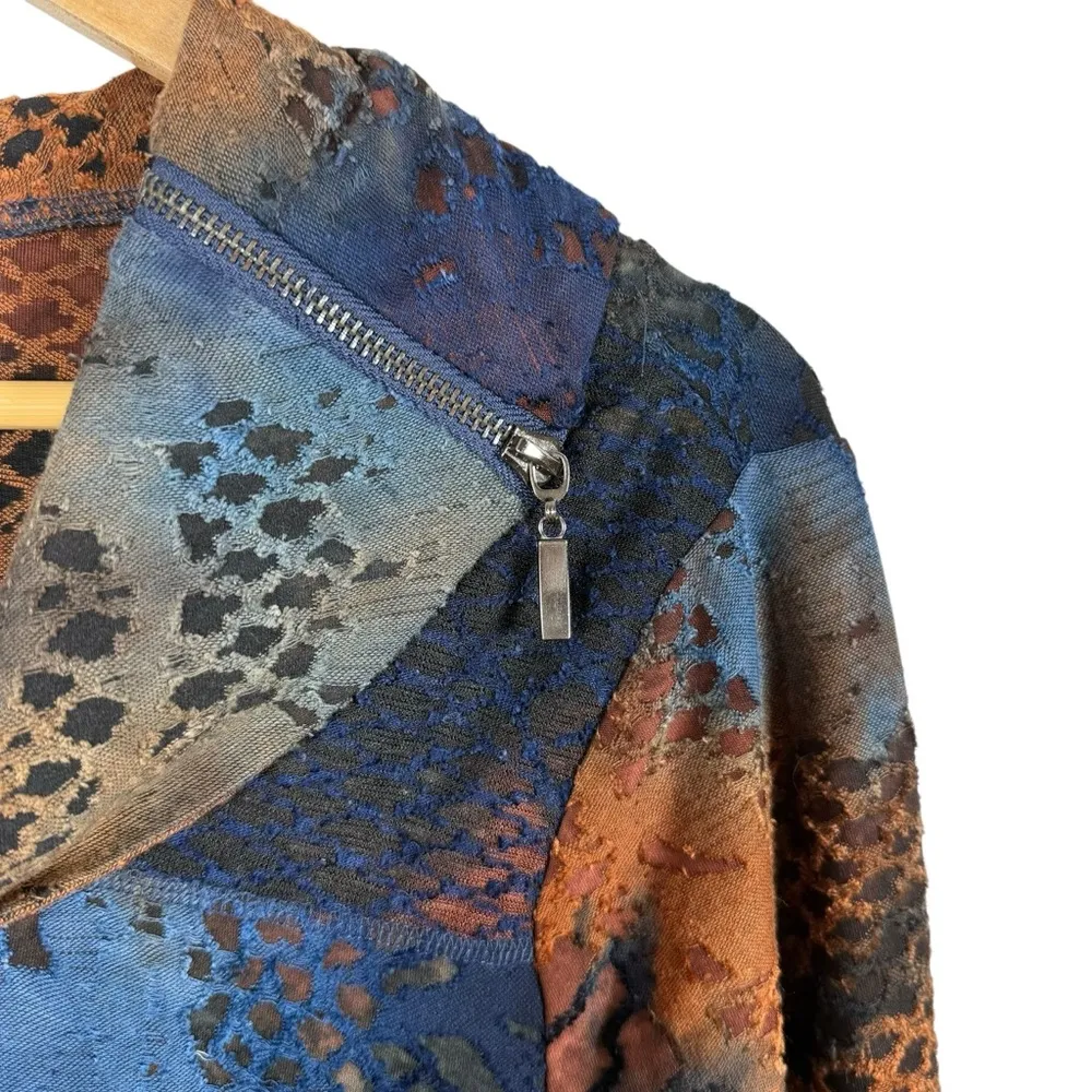 Fleur de Lis Cowl Neck Abstract Print Tunic Top Size Large Blue - Image 3