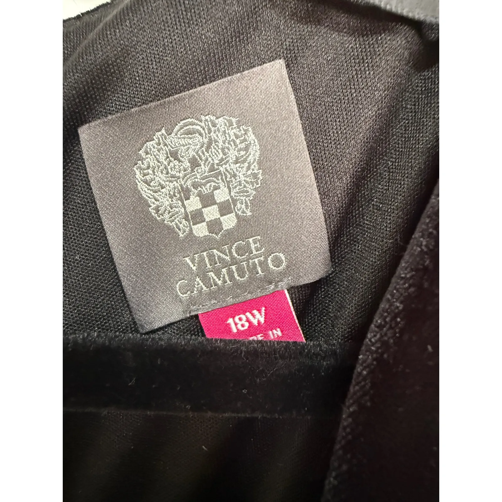 Vince Camuto Black Draped Long VNeck Velvet Dress NWOT Size 18W - Image 5