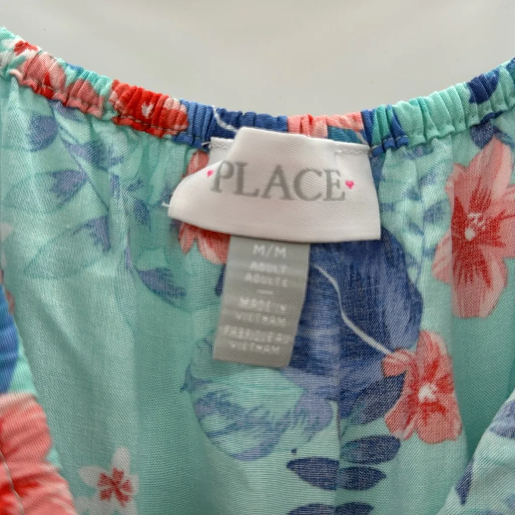 Children’s‎ Place Floral Midi Dress Women's Size Medium Blue Red Cold Shoulder - Image 3