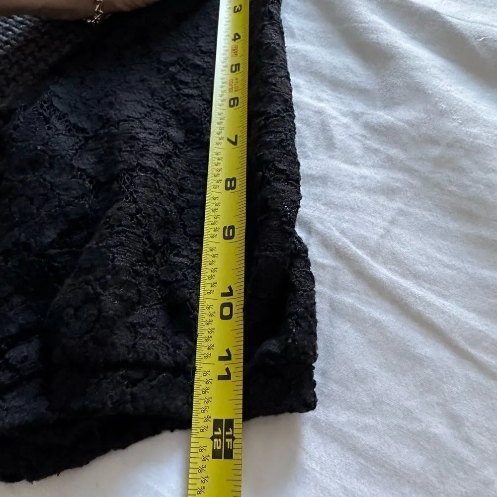 Anthropologie Postcard Knit Tunic/ short  Dress XS Black Gray Lace Sleeves - Image 8