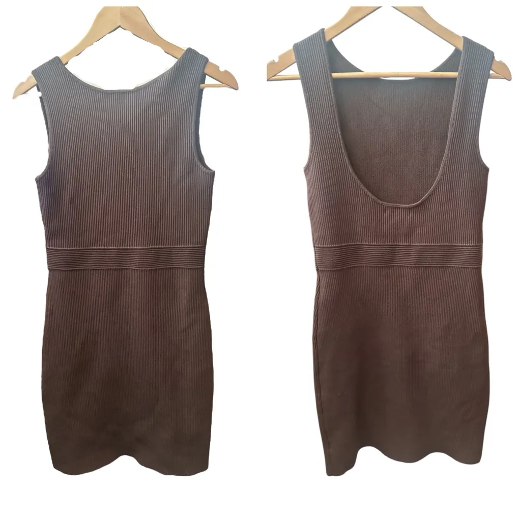 House of Harlow 1960 Chocolate Ribbed Dress Brown Size M - Image 2