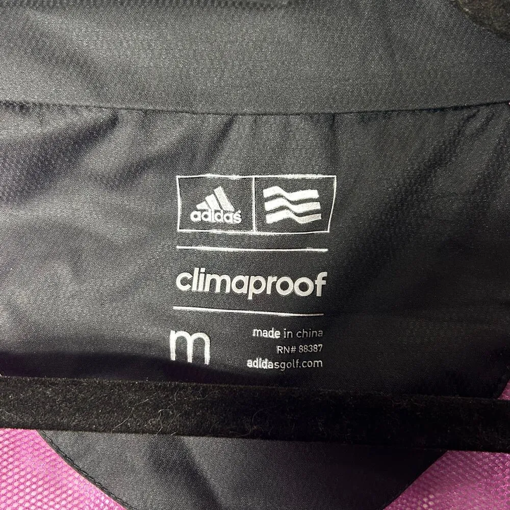 Adidas Jacket Womens M Black Climaproof Full Zip Windbreaker Jacket Golf Running - Image 3