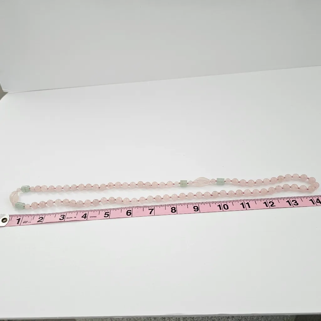 Rose quartz Four green aventurine long bead crystal necklace green beads Darker - Image 3