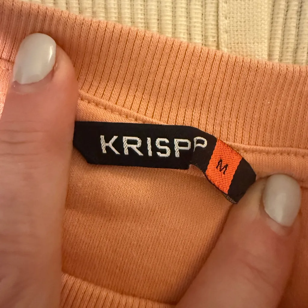 Krispp Peach Geometric Sleeve Cropped Sweatshirt M Orange Size M - Image 6