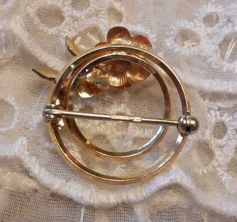 Darling  Rose / Flower Brooch Gold & Rose Gold Overlay Or Filled - Image 4