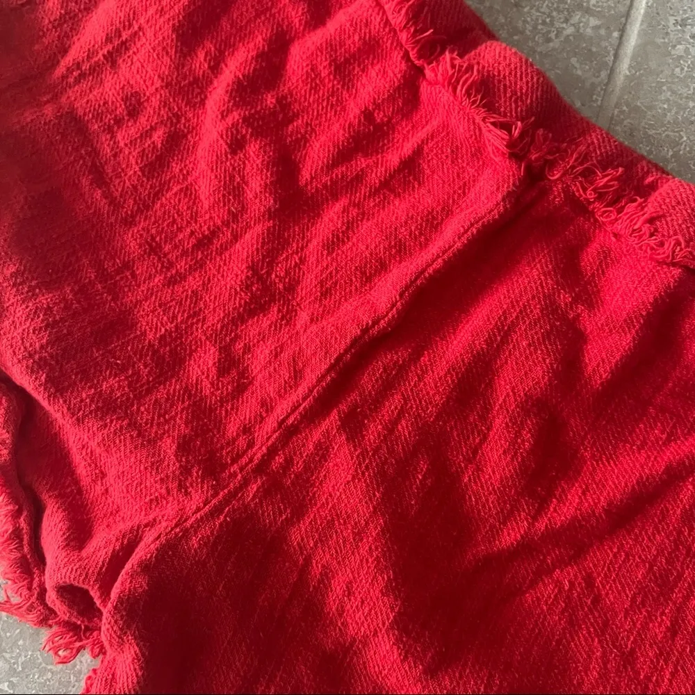 Free People Boho Shorts Frayed Hem Pull-On Red Size S - Image 3