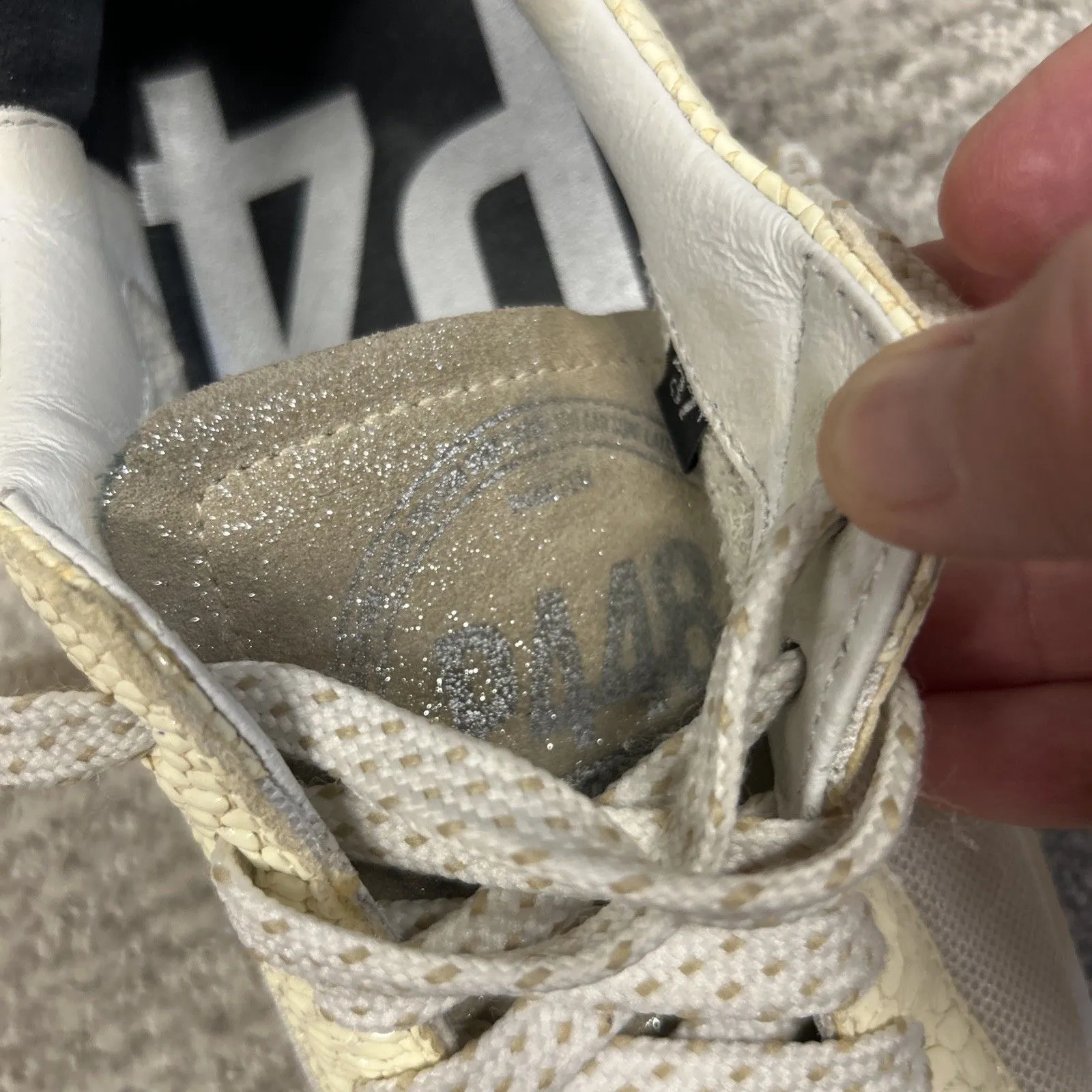 P448 John Low Top Snake Gold Sneakers Shoes Womens 37 US 6.5 7 Suede Glitter - Image 11