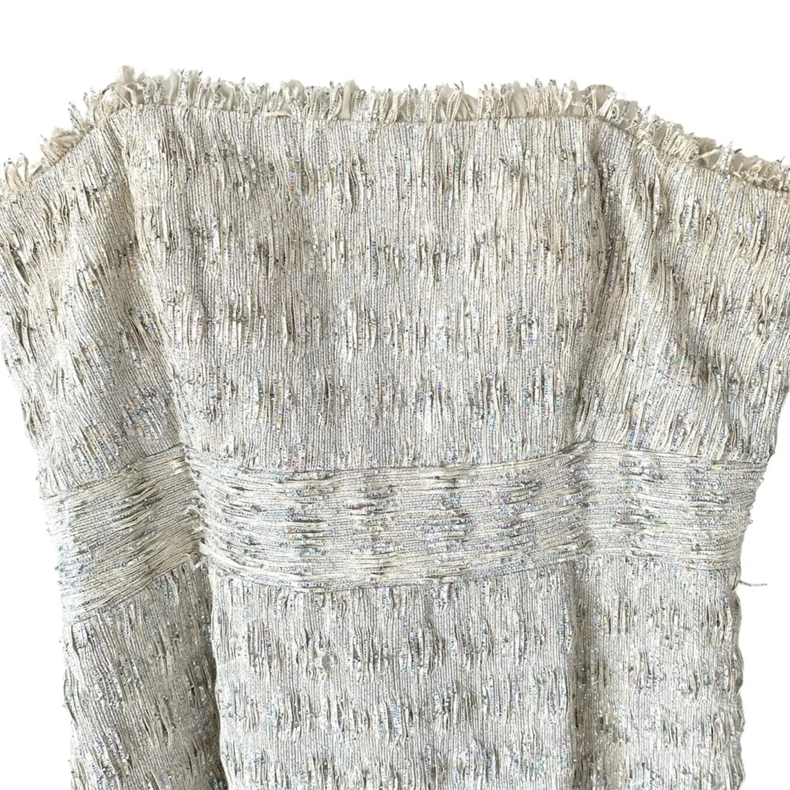 Theia Textured Silver Iridescent Strapless Metallic Dress Strapless size 14 - Image 2