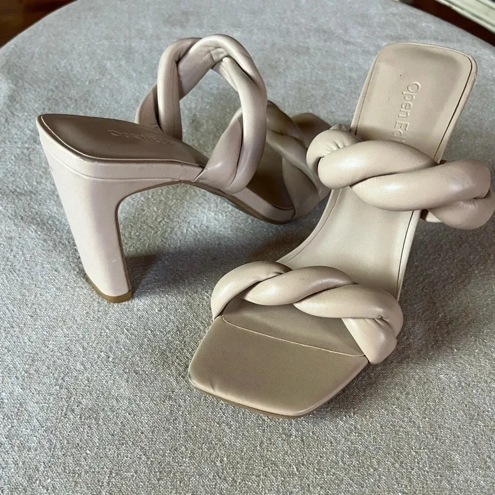 Open Edit Remmy Twist Sandal Ivory Sz 6.5M Women’s Block Heel Square Toe - Image 2