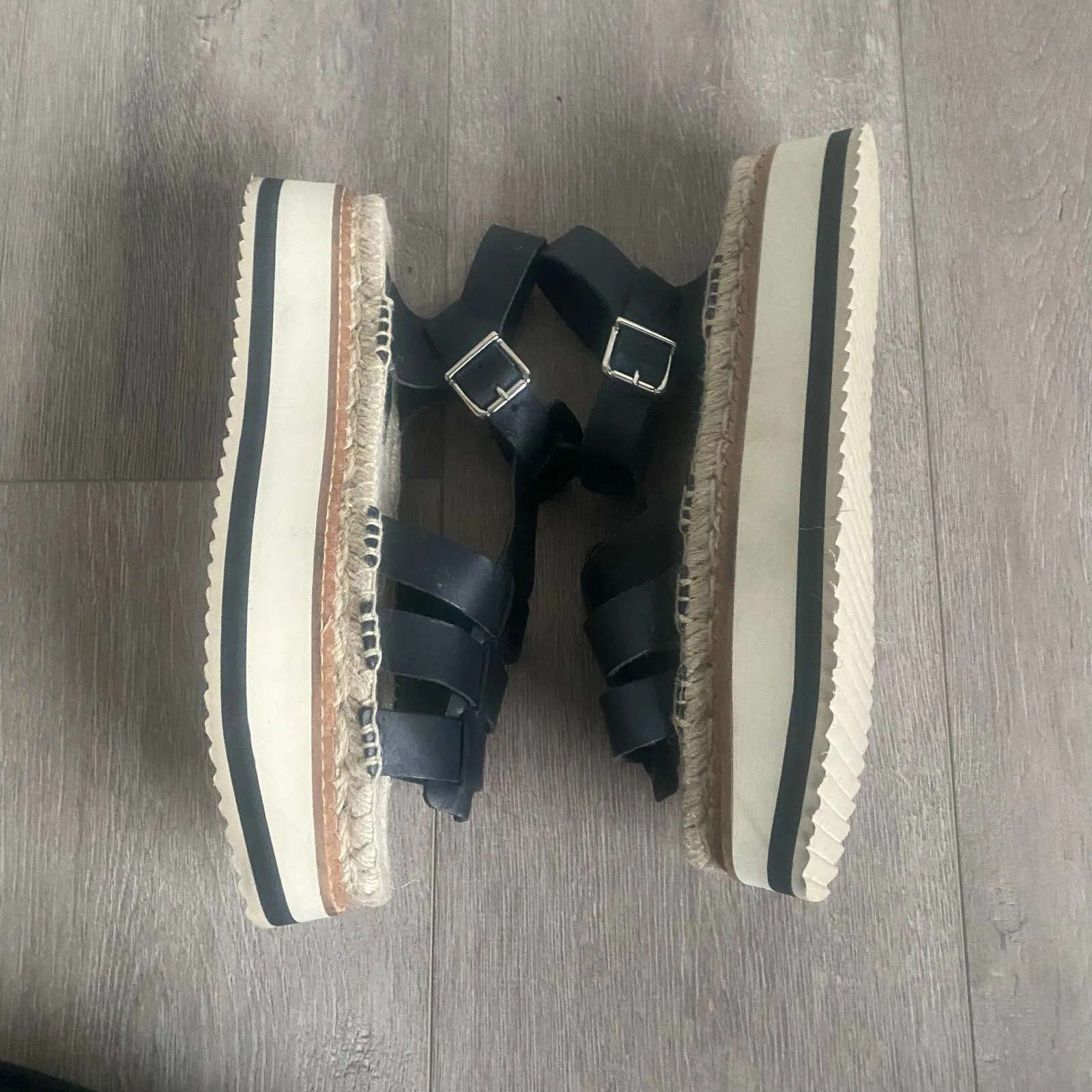 Anthropologie Sporty‎ Platform Fisherman Espadrille Sandals Black NEW Size 12 - Image 5