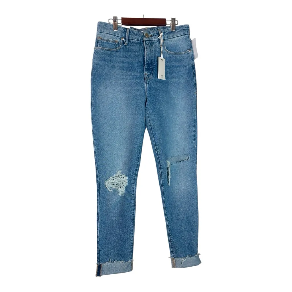 GOOD AMERICAN Weekender Distressed Straight Leg Jeans - Image 3