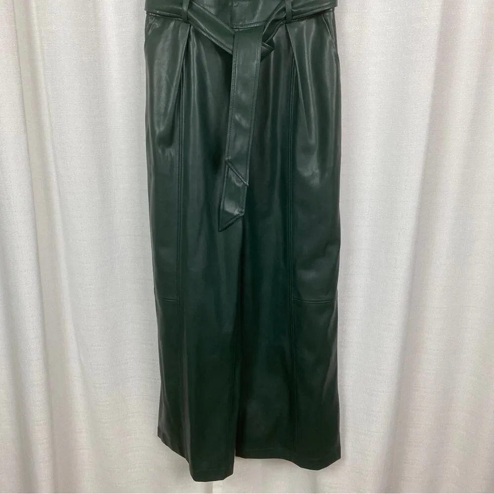 Anthropologie Green Faux Leather Samira Cropped Jumpsuit Sz.2 - Image 6