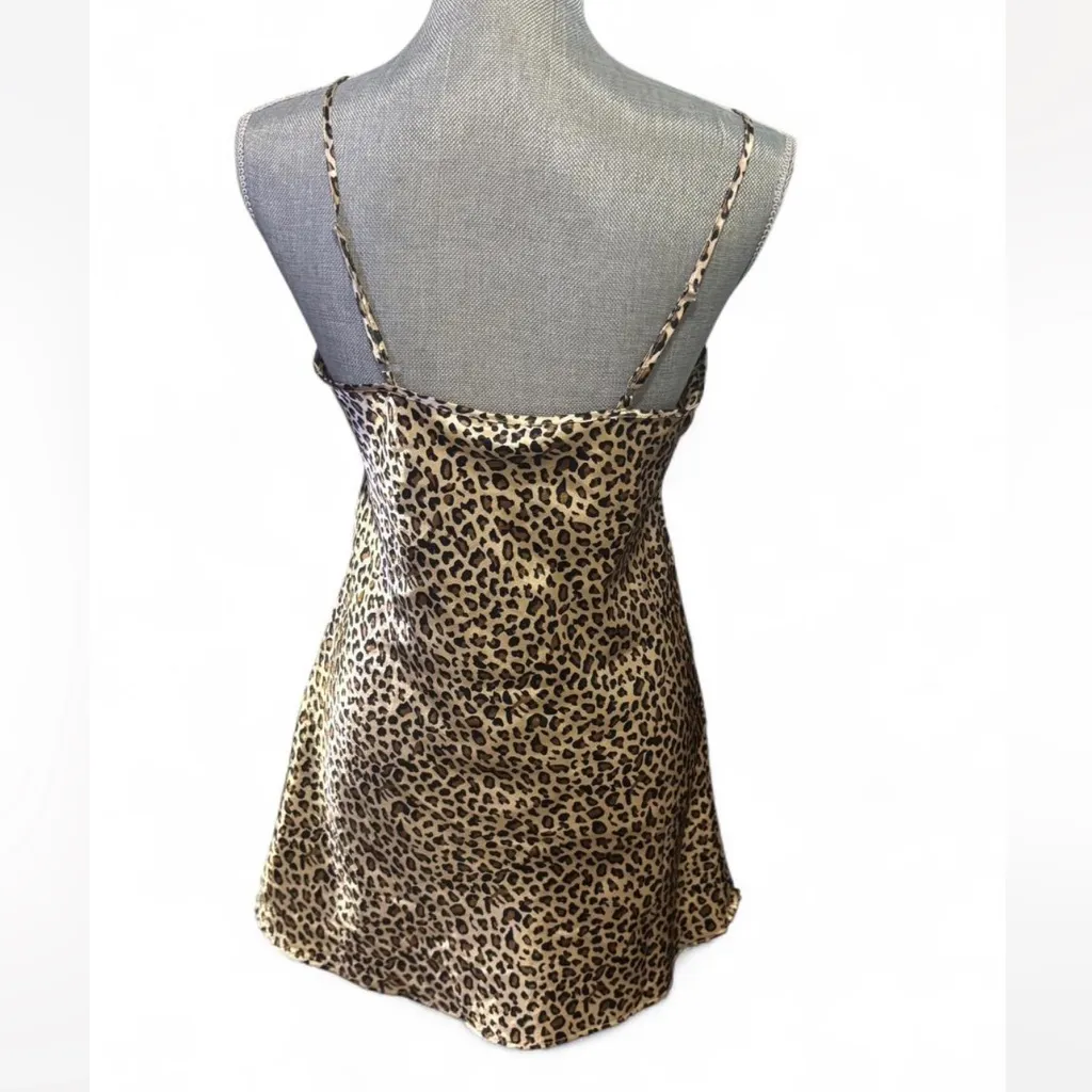 Leopard Print Slip Dress with Red Accent Brown - Image 3