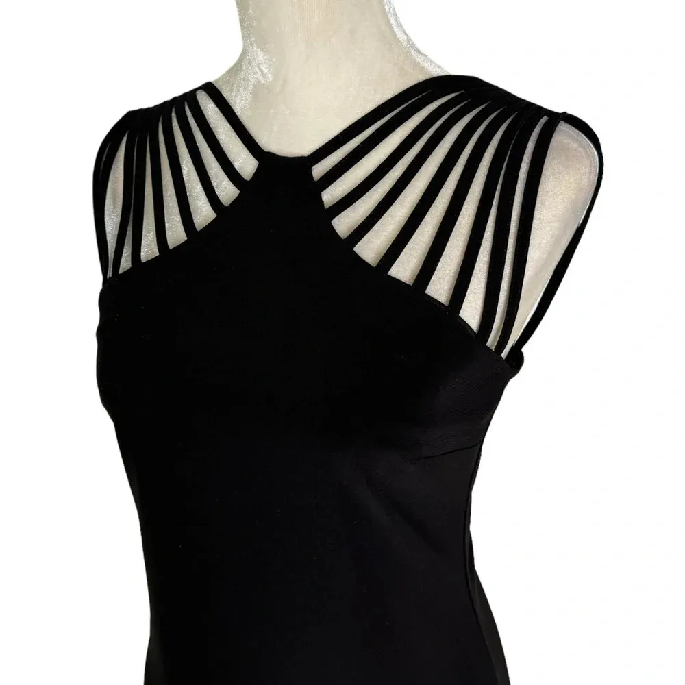 Joseph Ribkoff Strappy Cut Out Black Sheath Dress Size 6 - Image 7