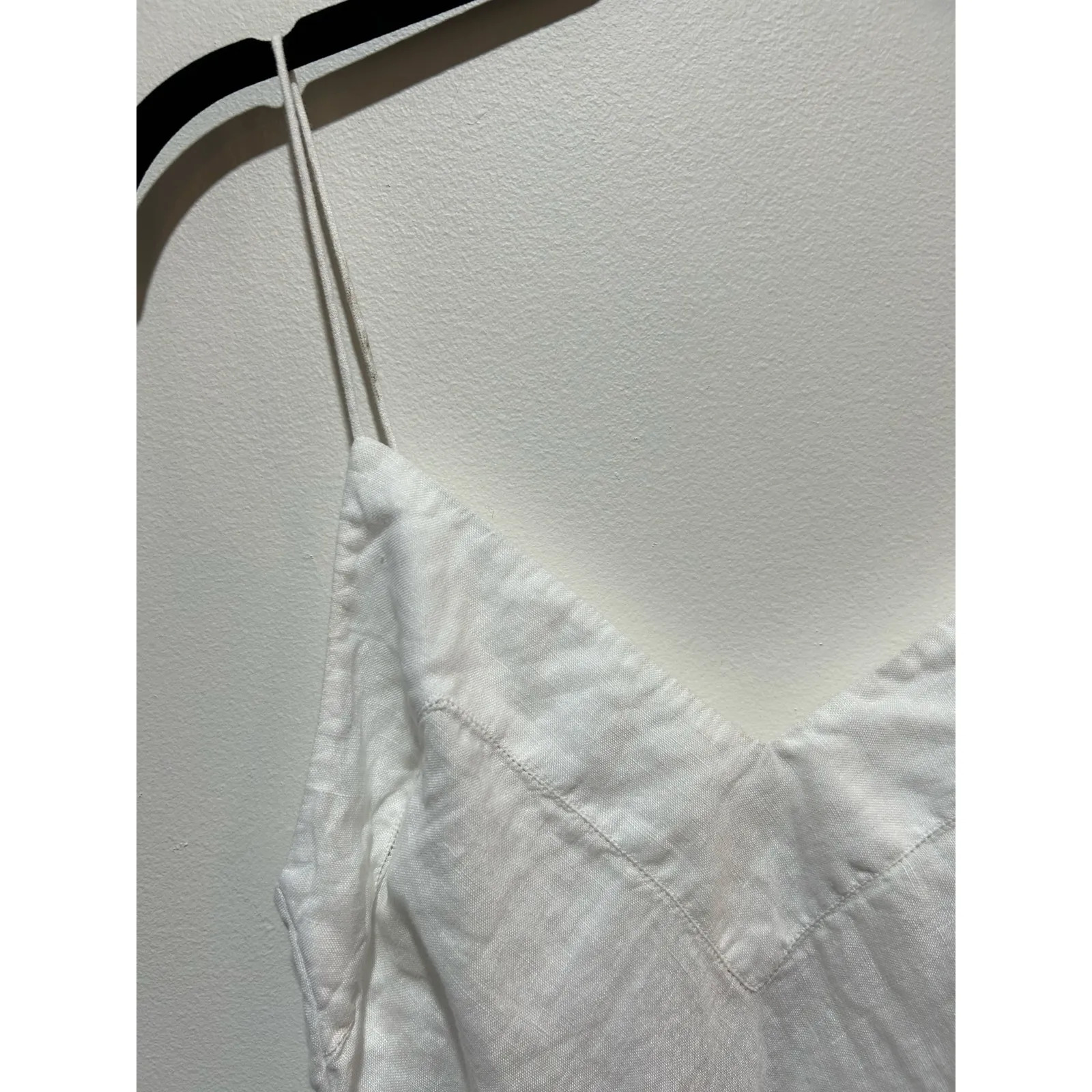 Frette Collection 100% linen nightgown long spaghetti strap quiet luxury size S White - Image 2