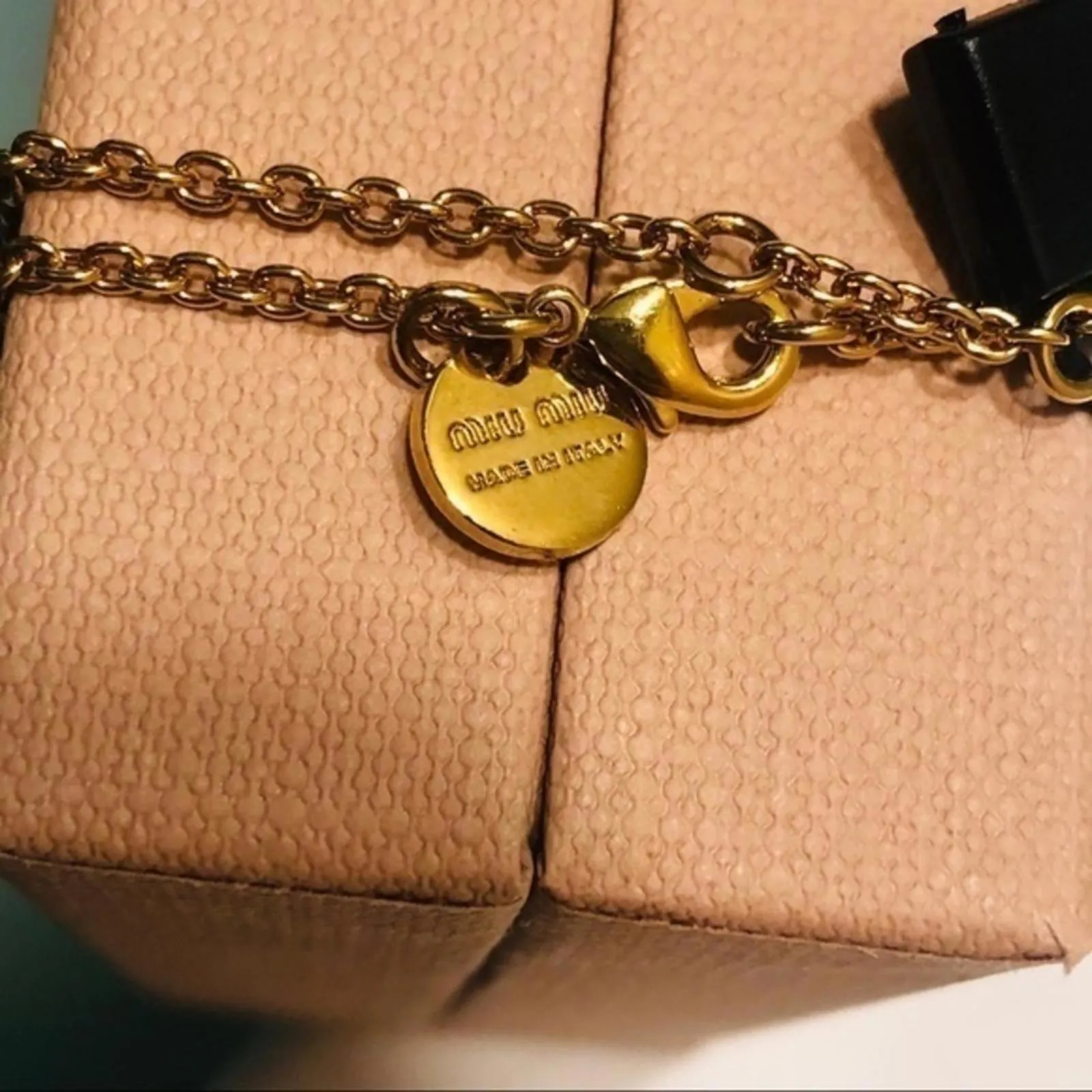 Miu Miu Floral Daisy Charm Necklace Gold Tone Crystal Accent NWT - Image 6