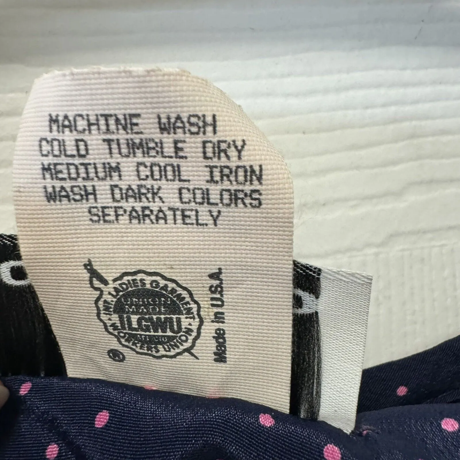 Toni‎ Todd Prairie Knee Length Dress Size 8 Made in USA Blue Pink Polka Dot Rose - Image 5