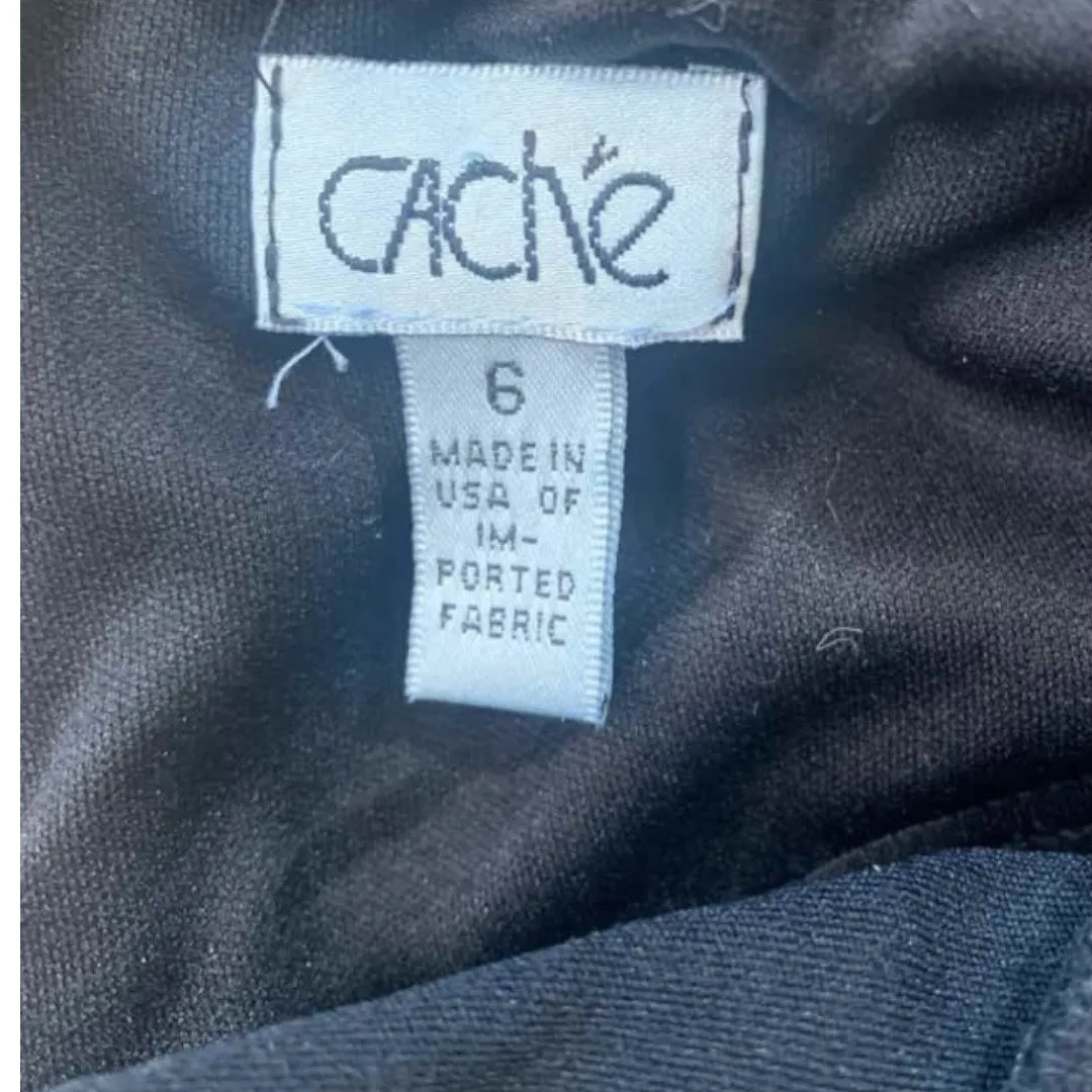 Vintage Cache Black Strapless Rhinestone Brooch Evening Gown XS Sheer Skirt - Image 8