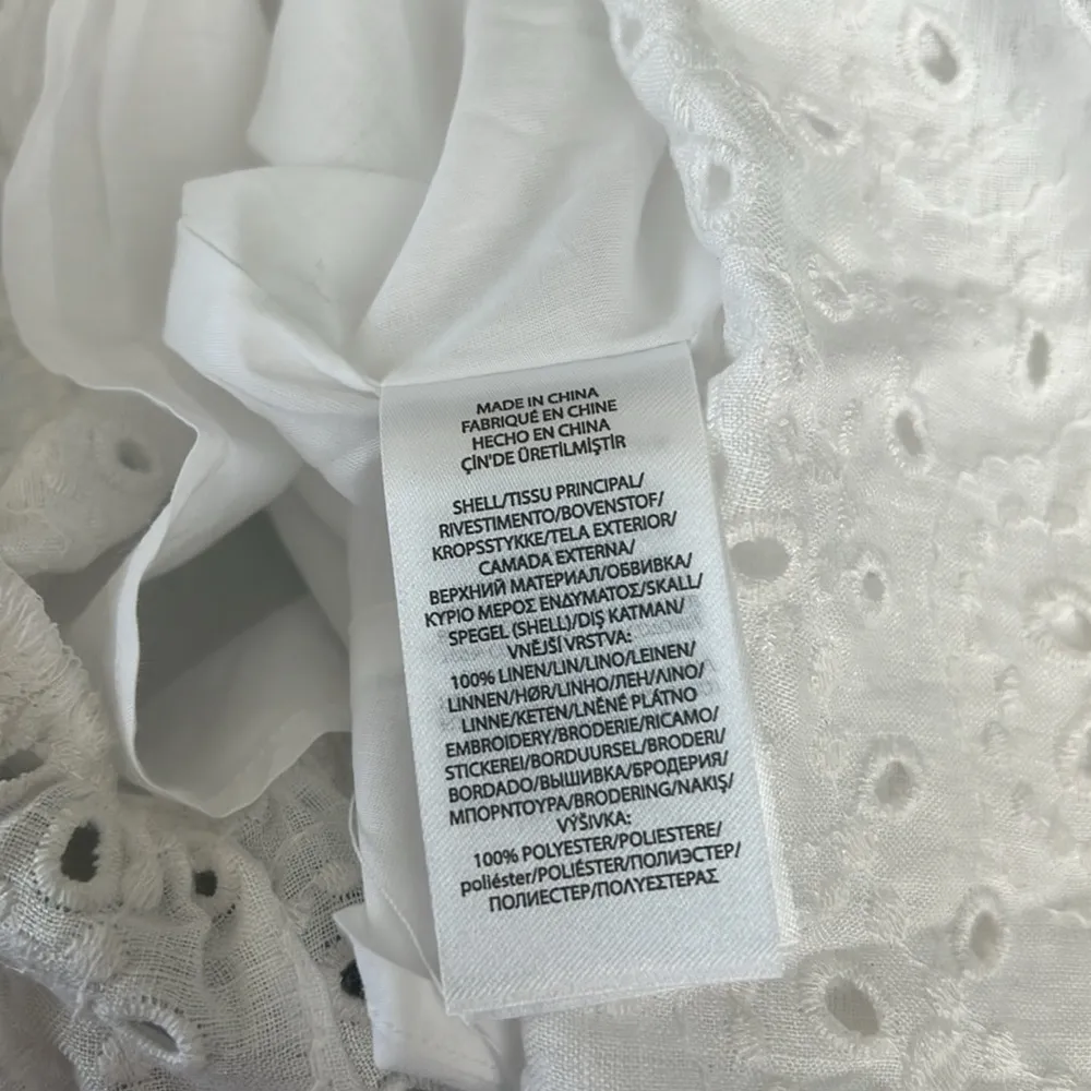 Ralph Lauren Linen Ruffled Eyelet Midi Dress, White Size 4 New w/Tag $398 - Image 12