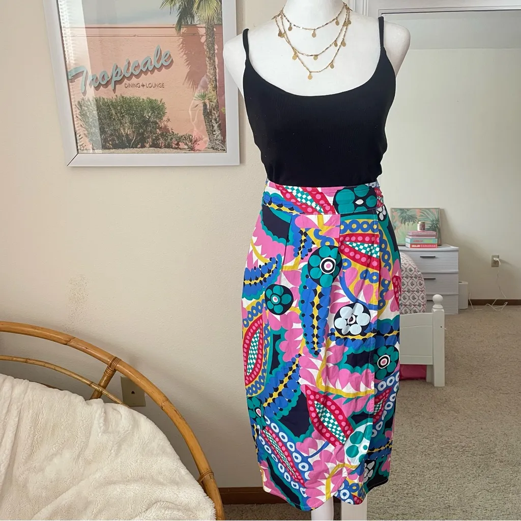 J. Crew Tie Back Tulip Skirt In Colorful Ratti Kaleidoscope Floral Size 8 - Image 4