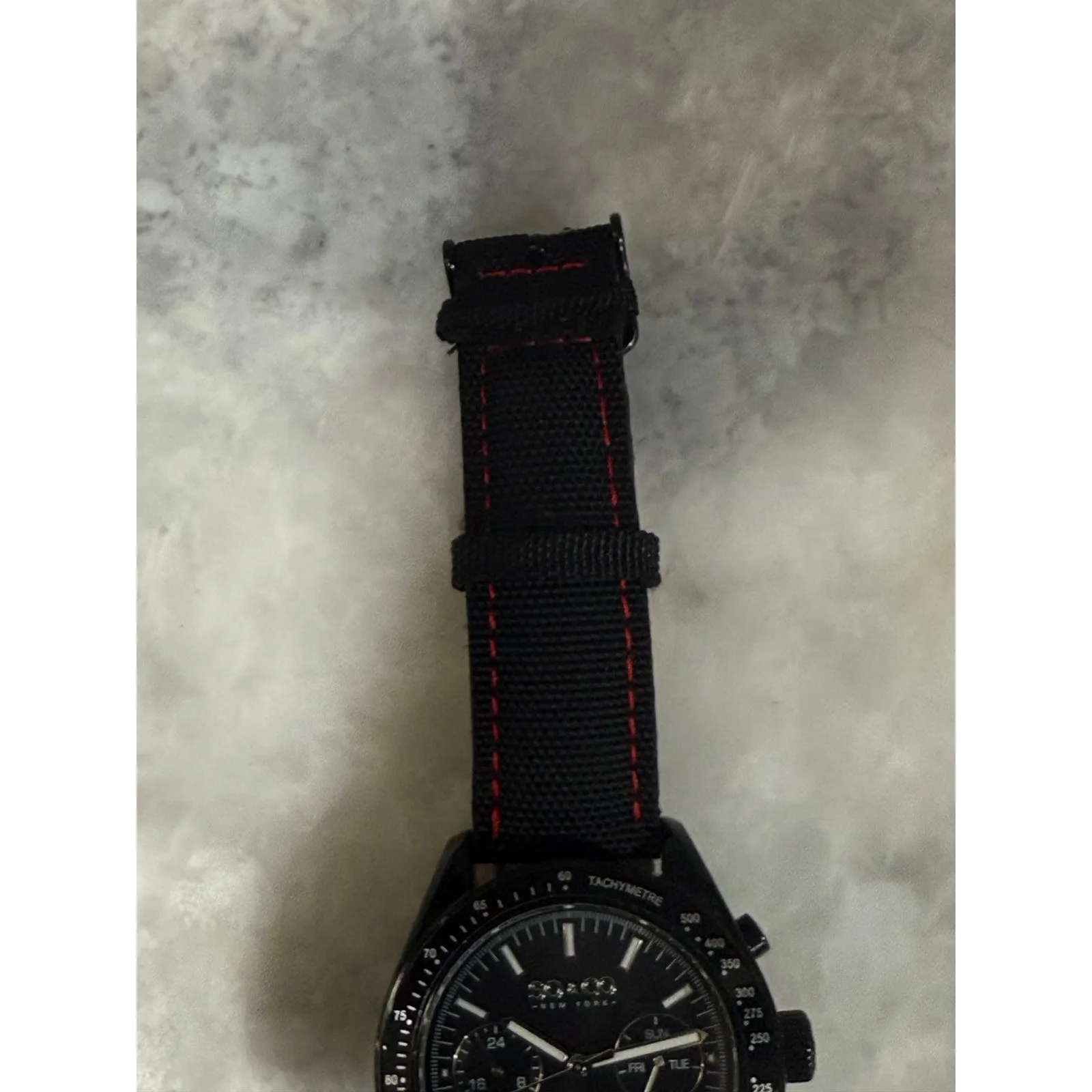 SO&CO New York Men’s Black Multifunction Watch 100M Tachymeter NATO Strap Quartz - Image 5