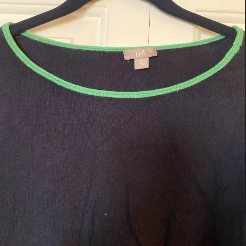 J. Jill Blue Floral Boat Neck Sweater XS Casual Preppy Coastal Grandma - Image 6