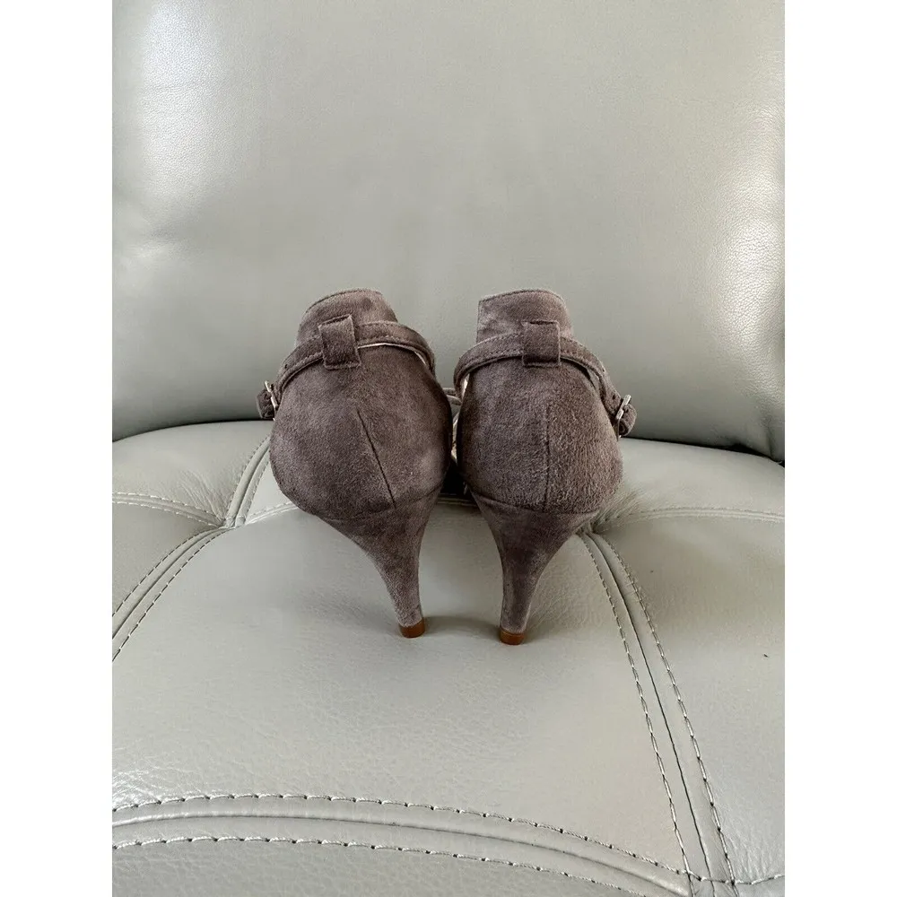 Boden Alice Heels Shoes Women's  Black Gray Suede Mary Jane Pointed Toe Sz 37.5 - Image 11