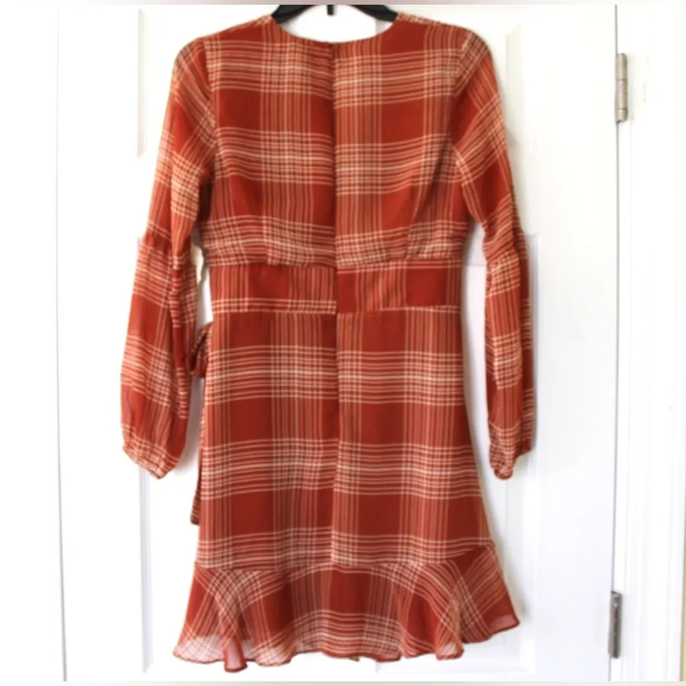 Altar’d State | Livorna Deep Orange Long Sleeve Ruffle Mini Dress - Image 6