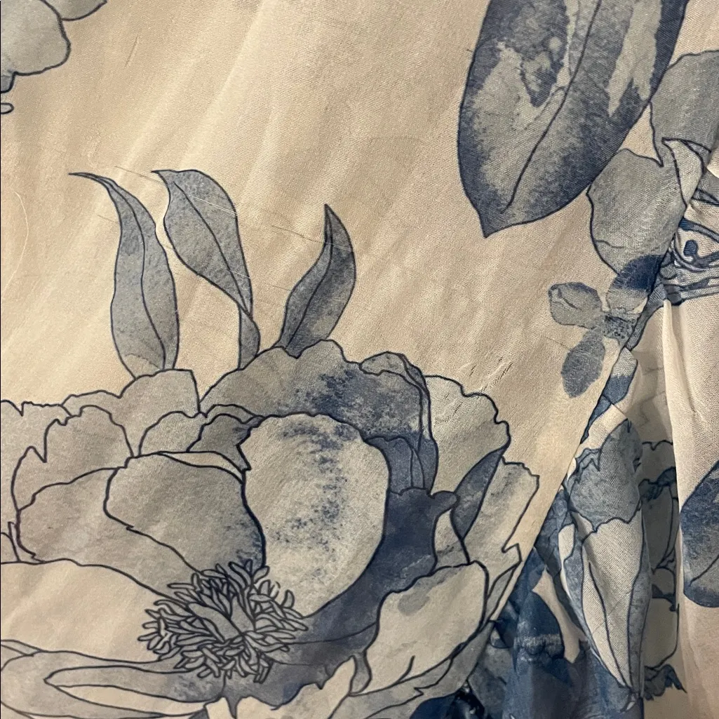 Anthropologie BHLDN Long Sleeve Chiffon Blue Floral Maxi Dress Size Medium - Image 8