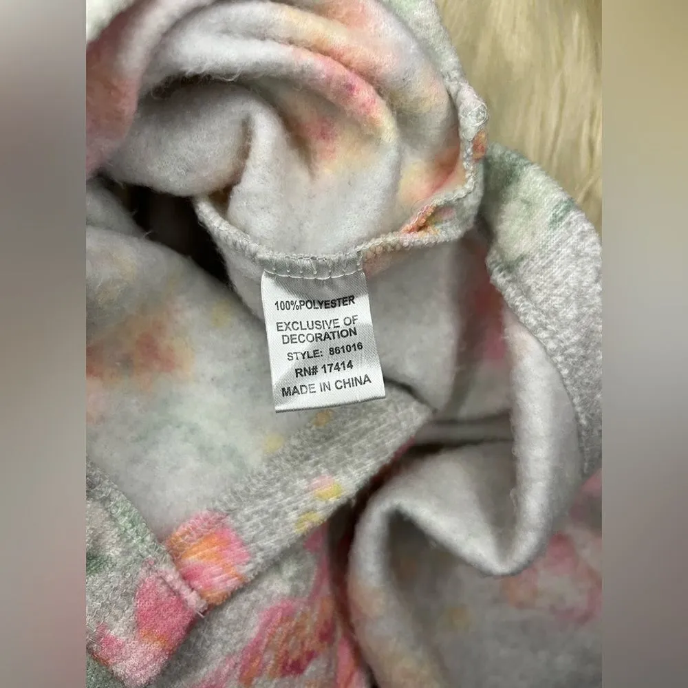 Miss Elaine Grey floral full zip house gown sz small - Image 4