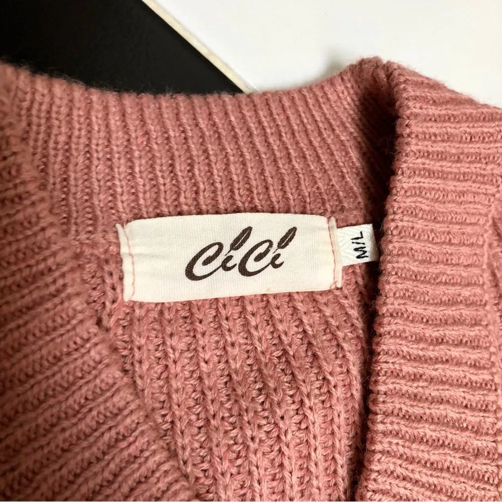 Cici Muted Pink Dusty Rose Pullover Knit Sweater Collar Choker Boxy Coquette M/L Size M - Image 7