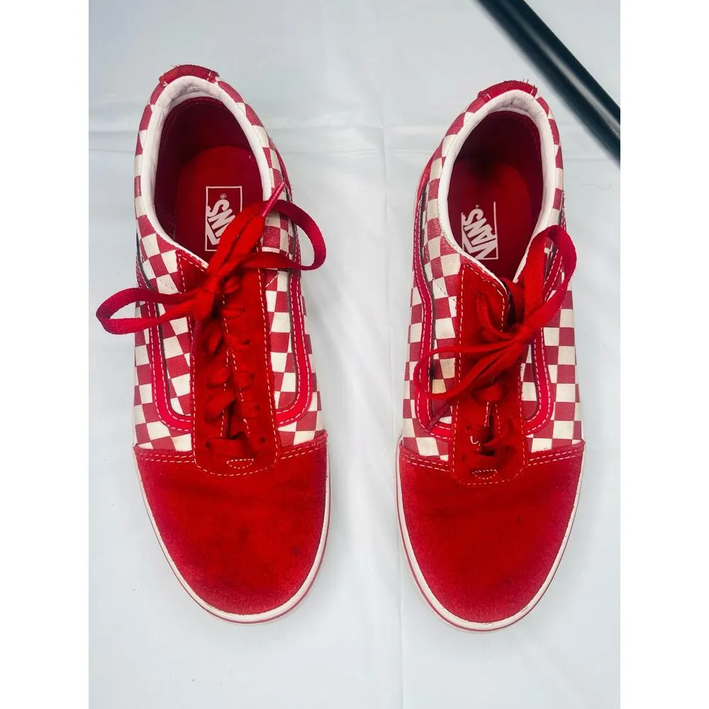 Red checkered old school suede vans - Image 4