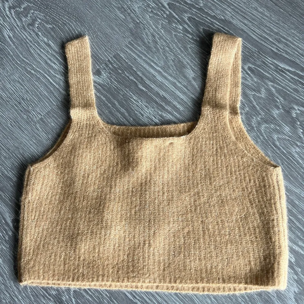 Everlane Crop Top Womens Extra Small Wool Blend Cozy Stretch Camel Brown - Image 10