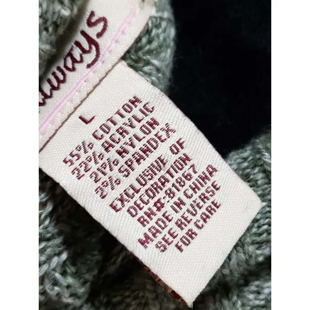 J. J. Always Women's Green Cotton High Neck Short Sleeve Knee Length Dress Large - Image 9