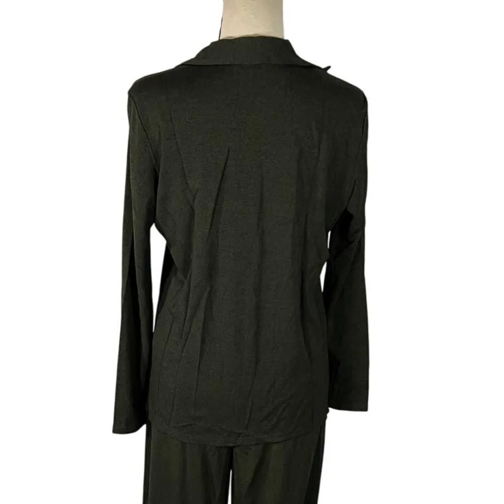 Max Studio Long Sleeve Button Down Shirt Women's Medium Green Collared NWT - Image 3