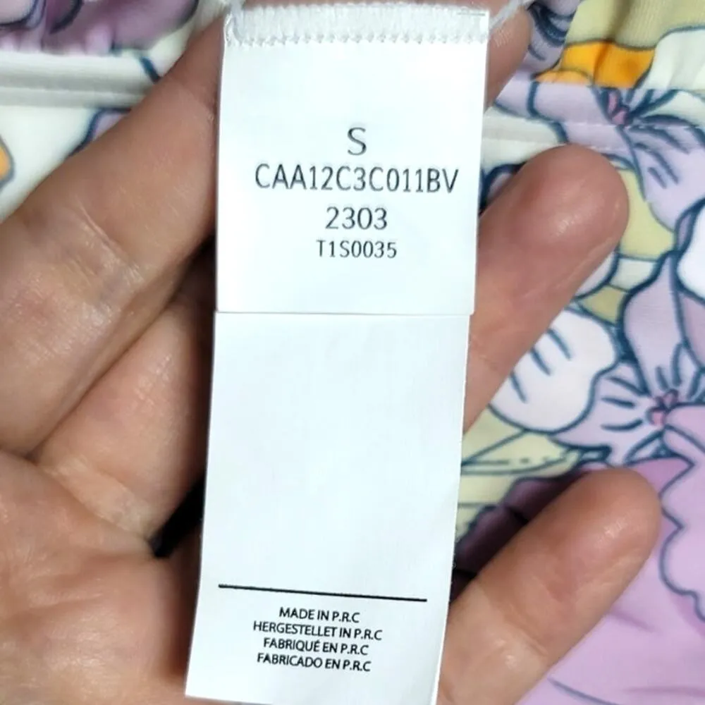 Cupshe High Waist Cheeky Bikini Bottoms Light Purple Floral Small - Image 5