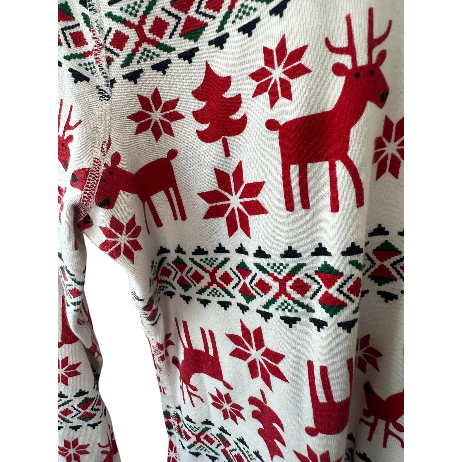Hanna Andersson Red & White Holiday Christmas Reindeer Pajama Top XL - Image 3