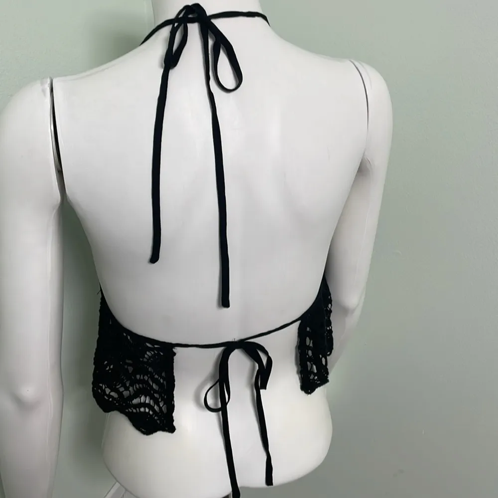 TOBI Bohemian Festival Crochet Lace Sexy Halter Tie Back Top small - Image 5