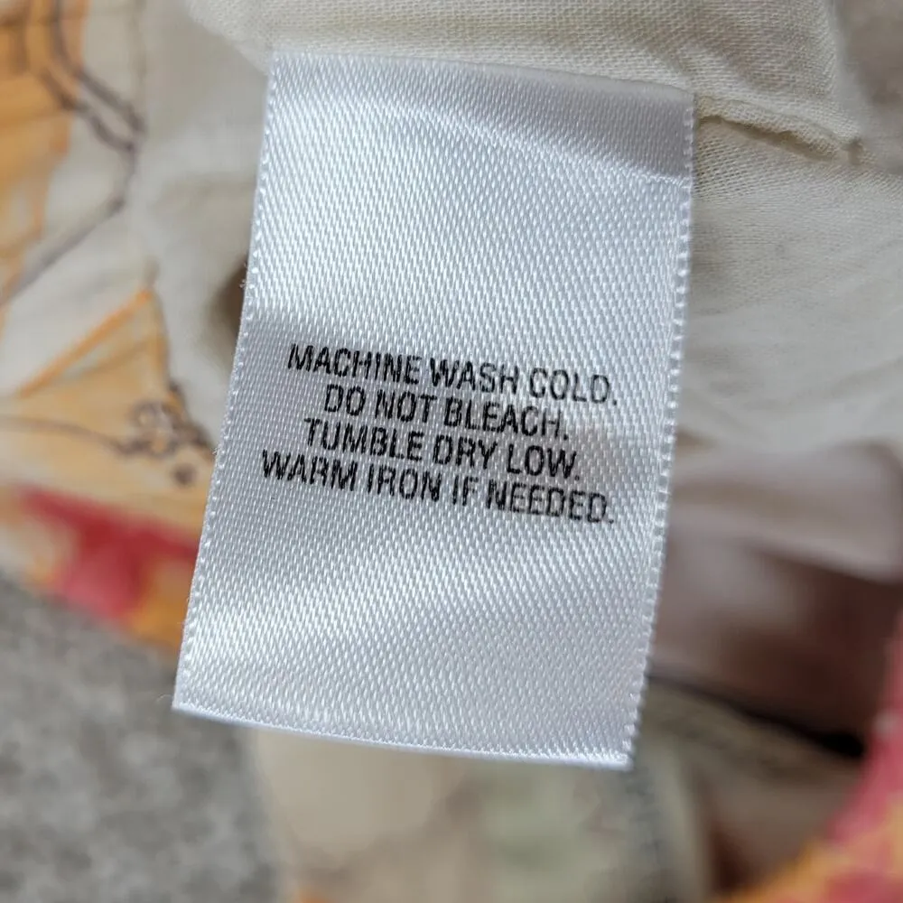 Vintage Classic Elements Skirt 10 Cream Pink Cotton Floral Tiered A-Line Flowy - Image 4