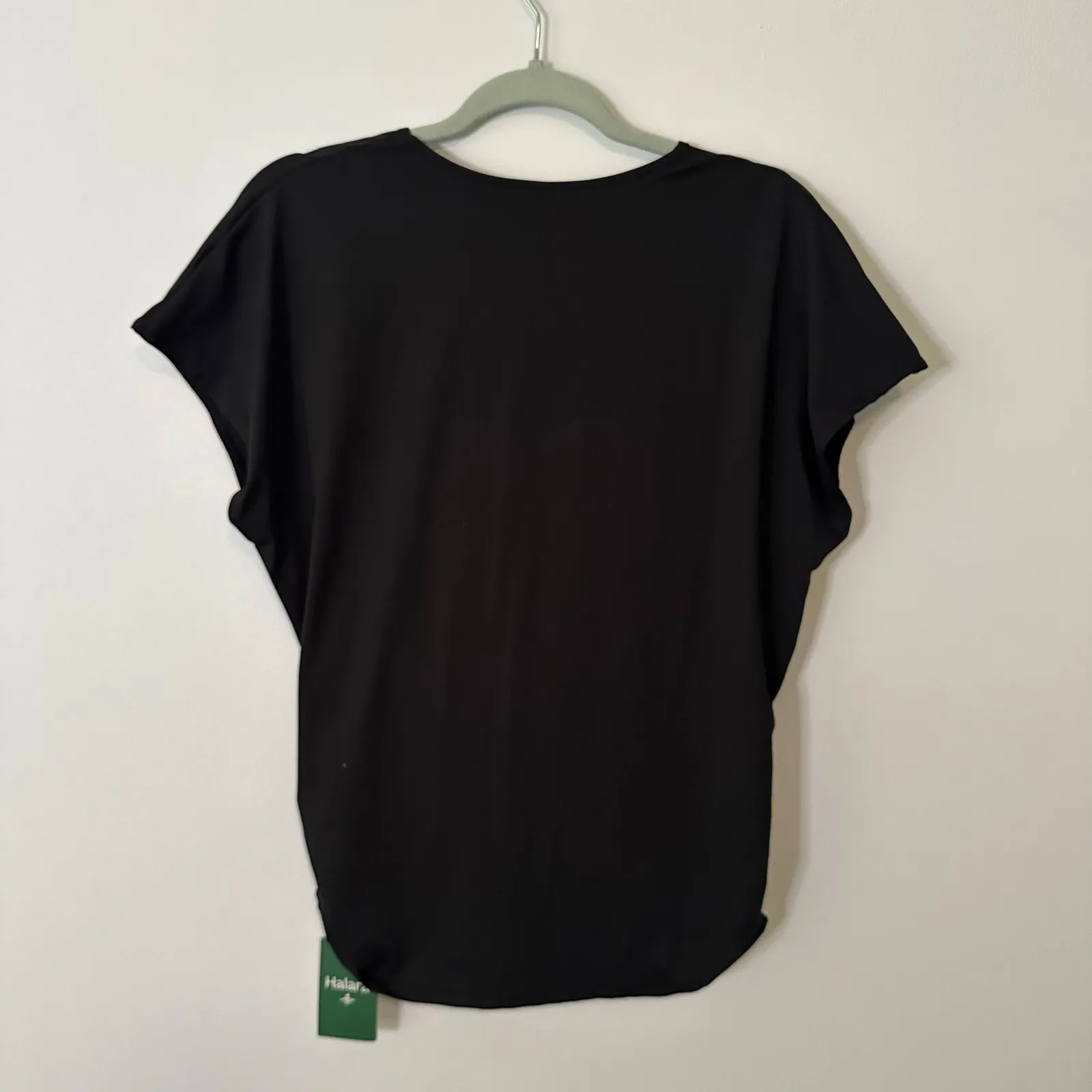 Halara black short sleeve wrap-front top size L NWT - Image 11