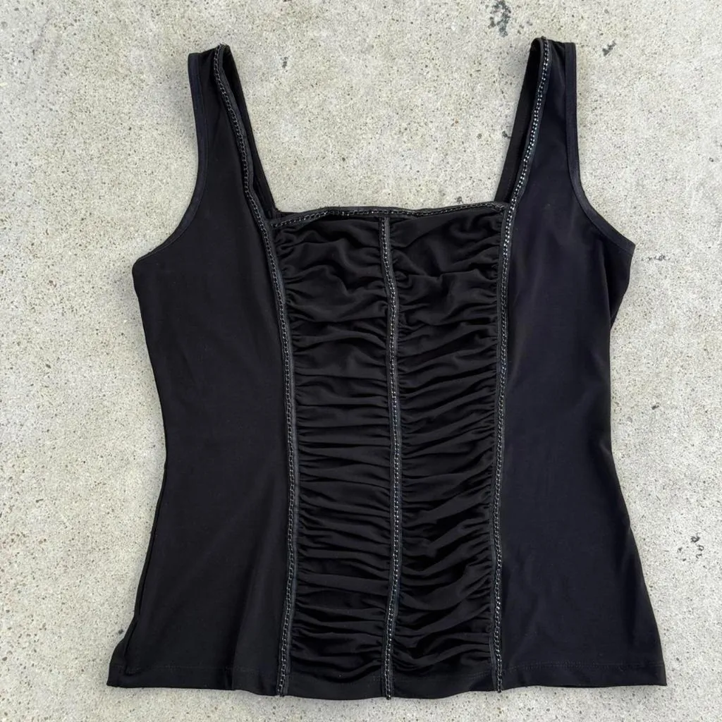 2000s black ruched tank top - Image 6