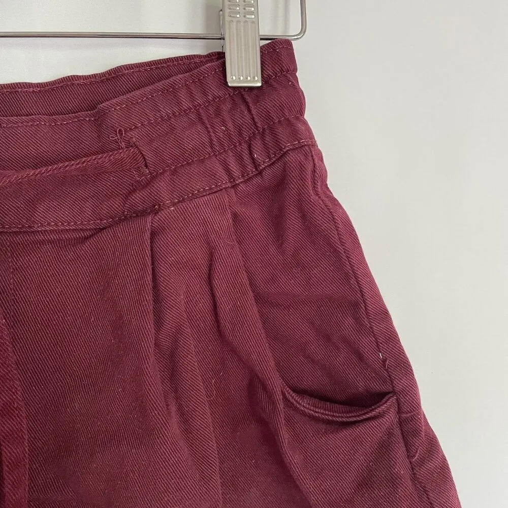 Max red burgundy shorts summer casual pockets drawstring women's size L Size L - Image 2
