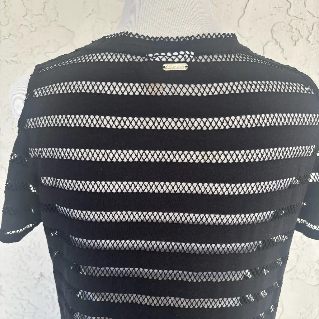 Calvin Klein Black Sheer Striped Coverup - Image 6