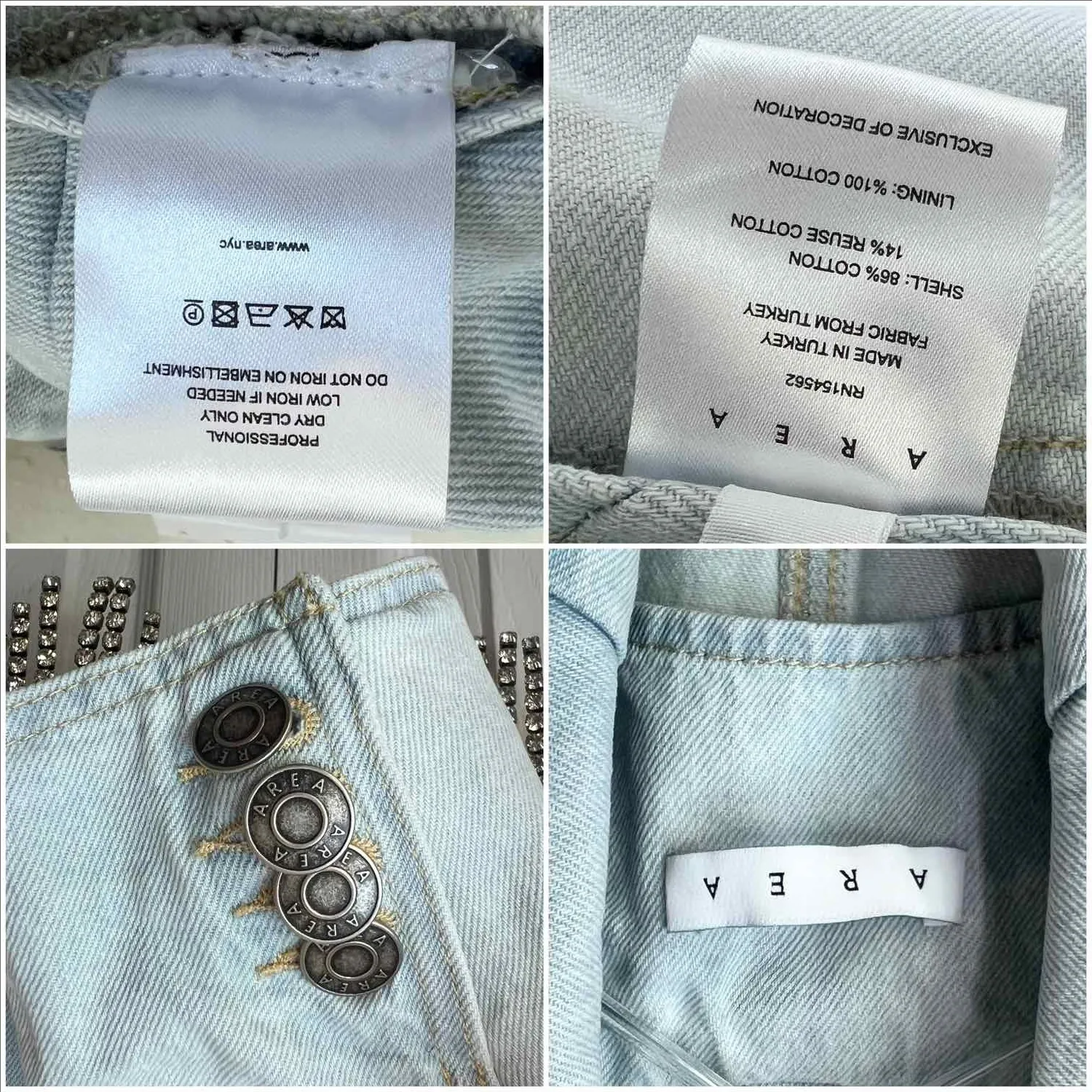 AREA ⚡️ Scalloped Embellished Cropped Denim Jacket in Pale Blue, Size 4, NWT Blue - Image 13