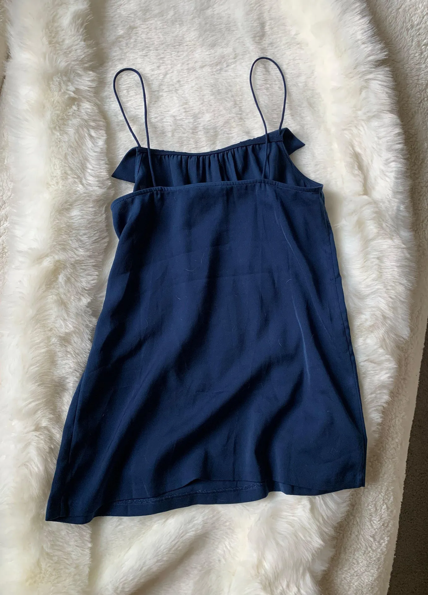 Blue Silky Ruffle Slip Tank Top - Image 2
