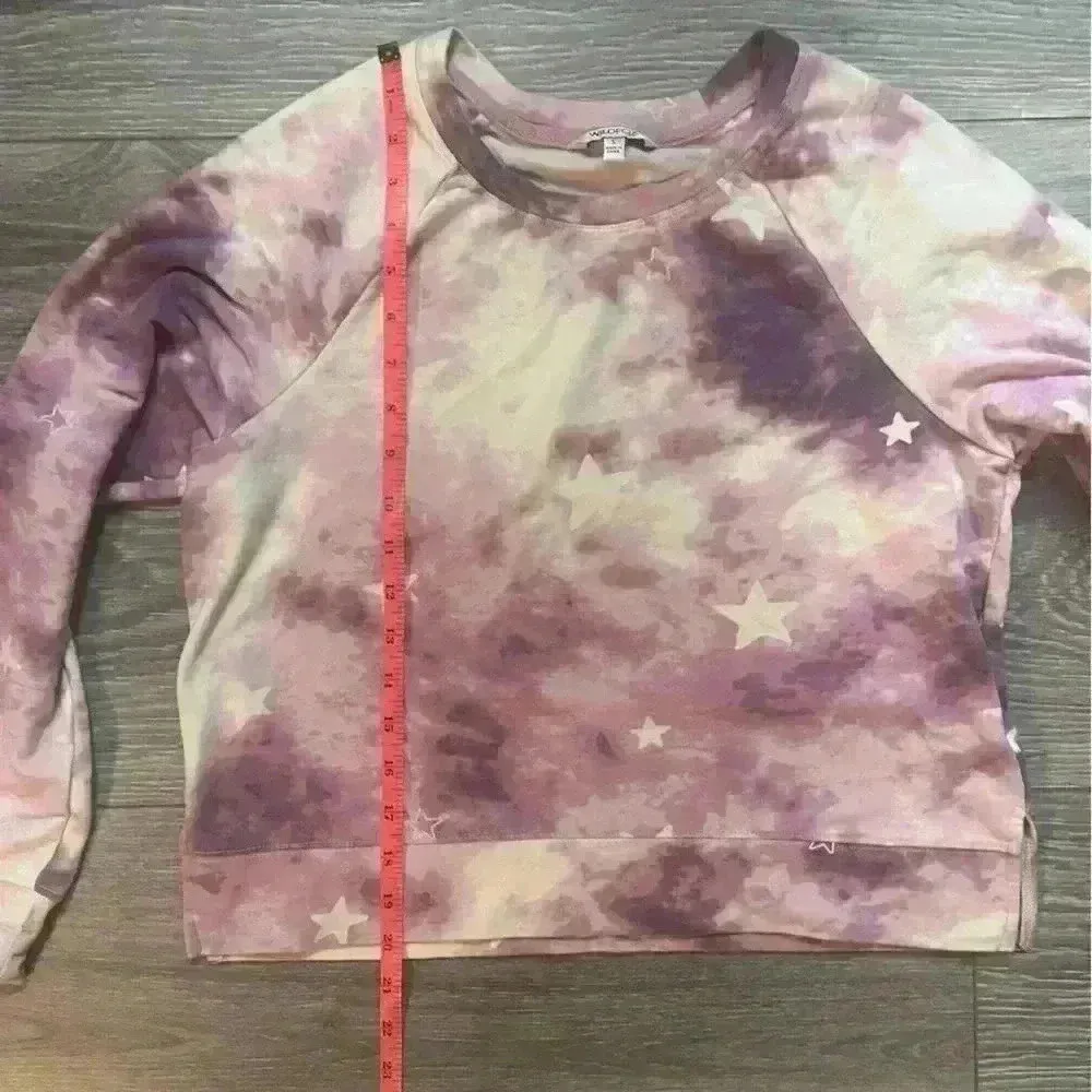 Wildfox Purple and White Tie Dye Crew Neck Sweatshirt with Stars Size S - Image 6