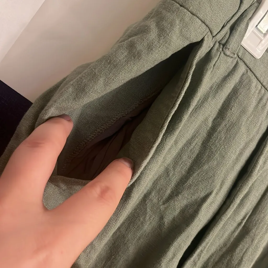 Abercrombie & Fitch Linen Blend Double Belt Loop Straight Leg Pants - Image 2