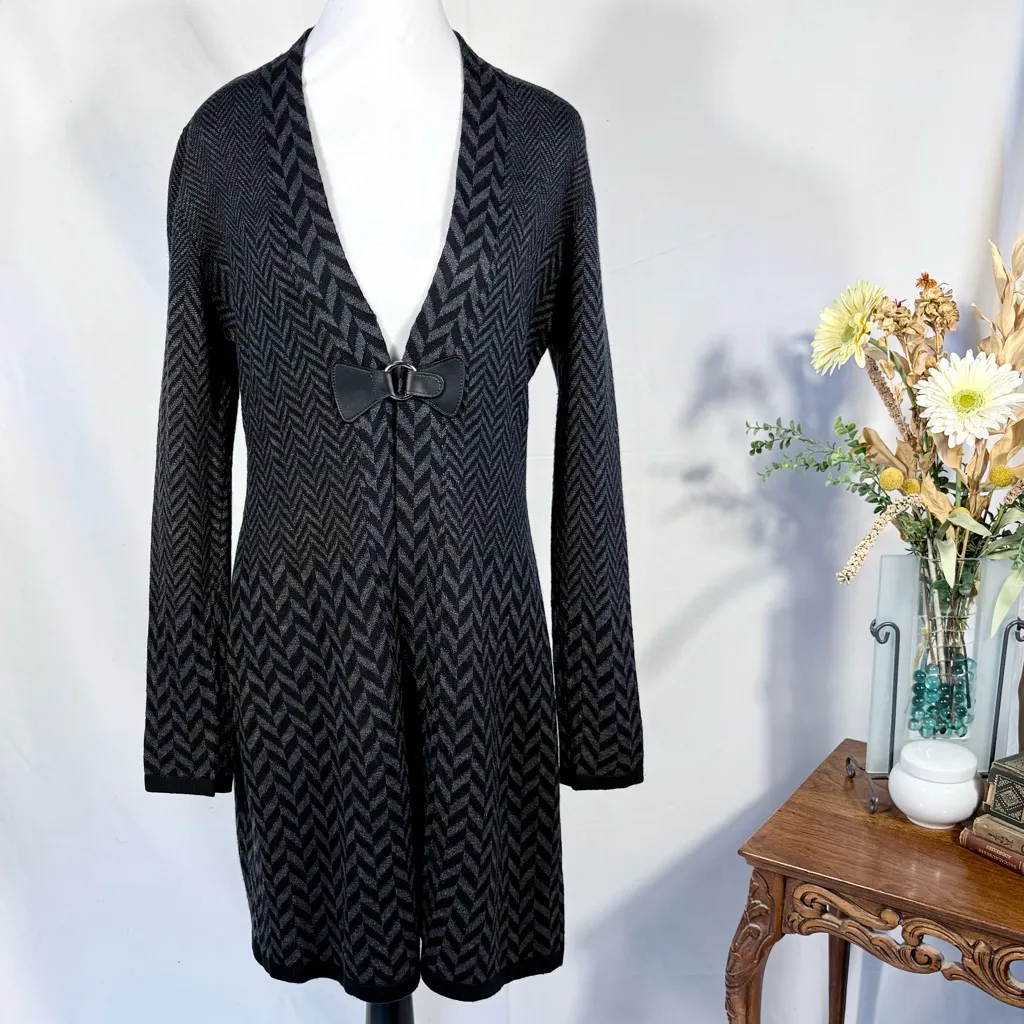 Soft Surroundings West Saxon Herringbone Wool Buckle-Front Duster Cardigan~ M💛 - Image 11