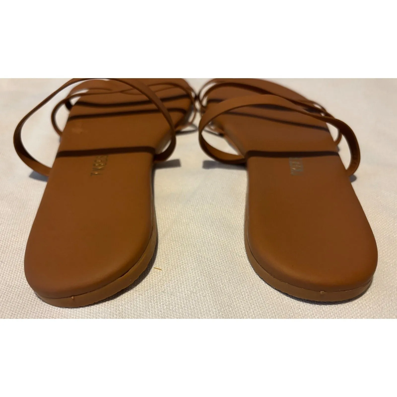 Tkees Womens Emma Leather Strappy Slide Sandals Tan Sz. 8 Arch Support - Image 6