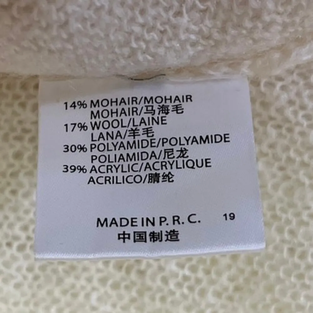 Brandy Melville White Knit Pullover Cozy V Neck Long Sleeve Sweater Top Size S - Image 4